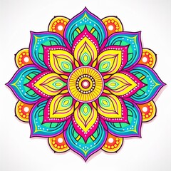 Mandala art design also called rangoli, decorative elements on white background
