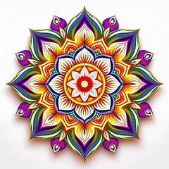 Mandala art design also called rangoli, decorative elements on white background
