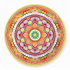 Fototapeta premium Mandala art design also called rangoli, decorative elements on white background