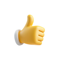 3D emoji hand showing thumbs up gesture, symbolizing approval, agreement, or liking, isolated on white background.
