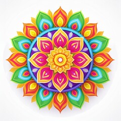 Mandala art design also called rangoli, decorative elements on white background