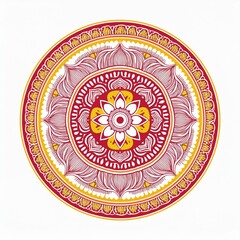 Fototapeta premium Mandala art design also called rangoli, decorative elements on white background