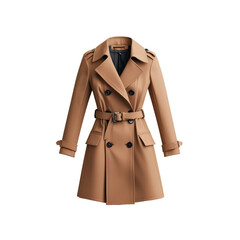 Elegant brown trench coat with a belt, perfect for fall fashion. Featuring a classic design suitable for both casual and formal wear.