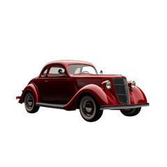 Fototapeta premium Vintage red classic car with a sleek design on a white background, reminiscent of 1930s elegance and timeless automotive beauty.
