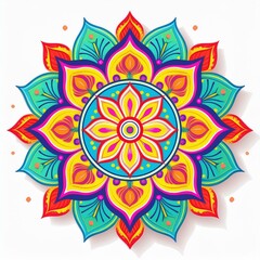 Mandala art design also called rangoli, decorative elements on white background