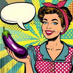 lady with an eggplant