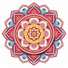 Mandala art design also called rangoli, decorative elements on white background