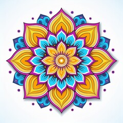Mandala art design also called rangoli, decorative elements on white background