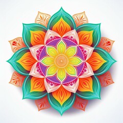 Mandala art design also called rangoli, decorative elements on white background