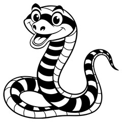 It's funny crazy big eyes cartoon snake silhouette vector art