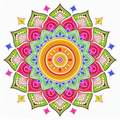 Mandala art design also called rangoli, decorative elements on white background