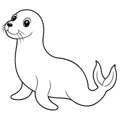 Cute Seal Coloring Page: A delightful black and white illustration of a friendly seal pup ready for coloring. Perfect for kids, animal lovers, and coloring enthusiasts.  