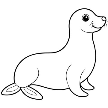 black and white cartoon seal smiling