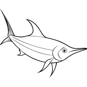 recommend clip art: Swordfish Line Art: Elegant illustration of a swordfish, perfect for coloring pages, marine-themed designs, and educational materials. Clean lines and simple design. 