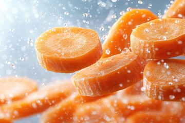 Carrot cut in the middle of a white background.
