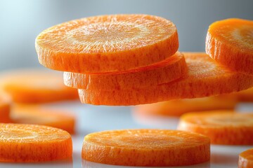 Carrot cut in the middle of a white background.