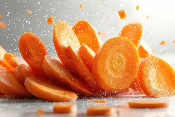 Carrot cut in the middle of a white background.
