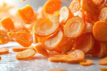 Carrot cut in the middle of a white background.