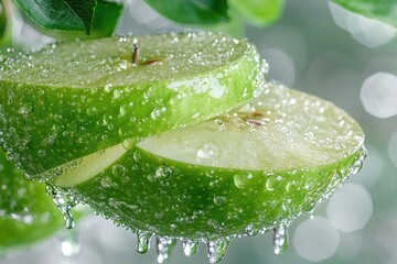 White background apple, moist and fresh.