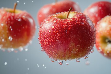 White background apple, moist and fresh.