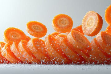Carrot cut in the middle of a white background.