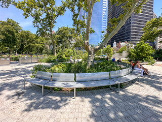 Contemporary playground in the Battery Playscape in the Battery Park in New York City. USA