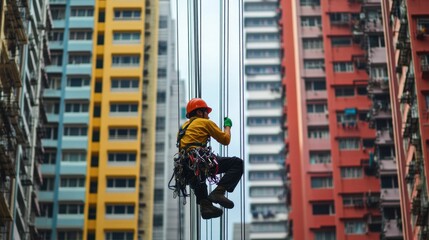 An electrician performing maintenance on a high-rise building electrical system.