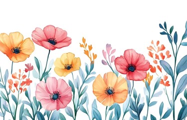 Watercolor flower clip art, white background, cute, simple design, illustration, watercolor, pastel colors