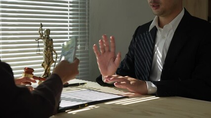 Businessman bribes officials, lawyers reject and do not accept offers from businessmen, handing over money to accept investment contract terms, concept of corruption in business contract documents.