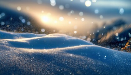 Fototapeta premium 綺麗な雪が降り積もるファンタジー風な環境、しっとりとした輝きと美しいグラデーション、程よいアクセント Generated by AI