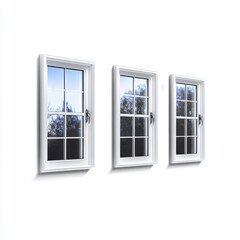 Obraz premium Three Modern Windows on White Background