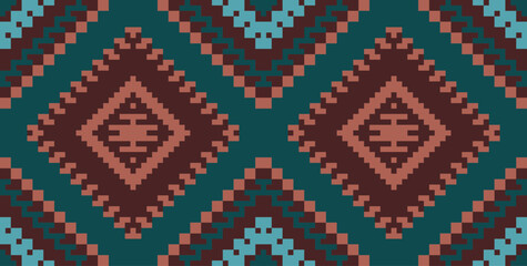 Navajo Arabic Pattern Designfolk Embroidery, Aztec Geometric Ornament Print. Design for Carpet, Wallpaper, Clothing, Wrapping, Fabric