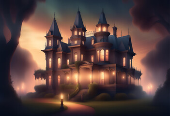 Fototapeta premium castle in the sunset