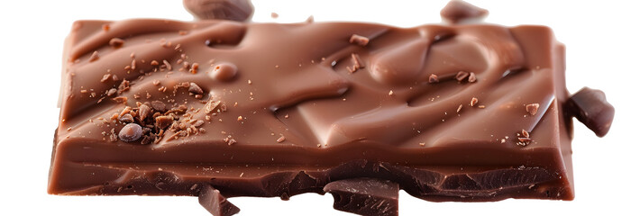 Closeup of chocolate bar isolated on transparent background