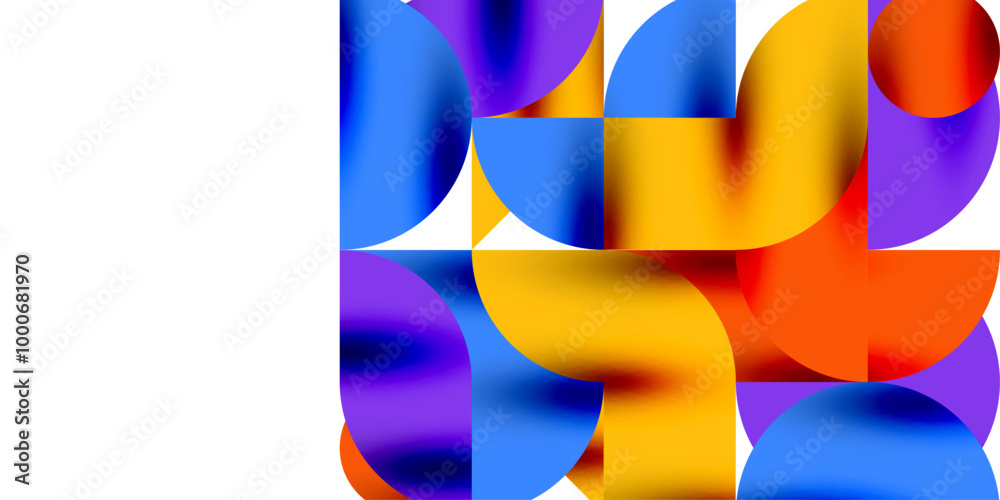 Aufkleber tech minimal circular shapes geometric art. vector modern circles