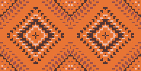 Motif Embroidery Ethnic Ikat Patternfolk Embroidery, Aztec Geometric Ornament Print. Design for Carpet, Wallpaper, Clothing, Wrapping, Fabric