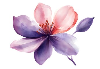 Fototapeta premium Watercolor flower illustration isolated on a white background, simple watercolor clipart cutout, 