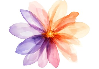 Fototapeta premium Watercolor flower illustration isolated on a white background, simple watercolor clipart cutout, 