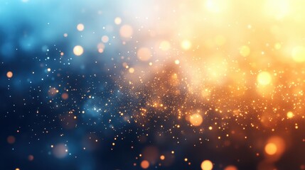 Fototapeta premium Abstract Bokeh Background with Golden and Blue Light Particles for Festive and Celebratory Themes