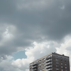Fototapeta premium Modern apartment buildings on a sunny day with a blue sky.