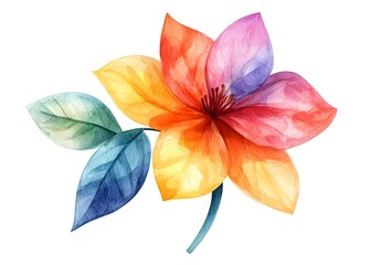 Watercolor flower illustration isolated on a white background, simple watercolor clipart cutout, 