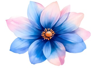 Watercolor flower illustration isolated on a white background, simple watercolor clipart cutout, 