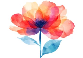 Watercolor flower illustration isolated on a white background, simple watercolor clipart cutout, 