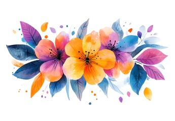 Watercolor flower illustration isolated on a white background, simple watercolor clipart cutout, 