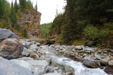Red Gate - Krasnye vorota 
is one of the natural monuments of Altai. Red Gate is a narrow winding passage between sheer red cliffs.