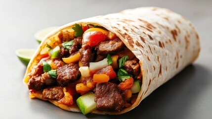 Freshly Made Burrito with Colorful Ingredients