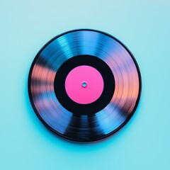 Vinyl record in a blue background