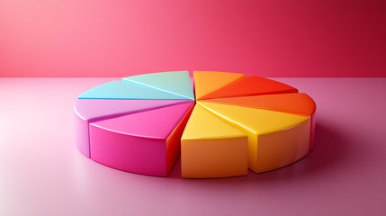 Obraz premium Colorful pie chart segments on a vibrant background, ideal for design and presentation purposes.