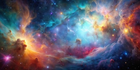 Naklejka premium A colorful nebula in the vast expanse of space , galaxy, stars, universe, nebulae, outer space, cosmic, astronomy
