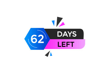 62 days left, icon, stile, timer, countdown, clock, time,  background, template, 62 days left countdown, sticker, left banner, business, sale, label button
